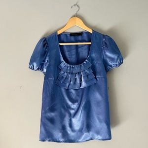 Satin Cascade Ruffle Top